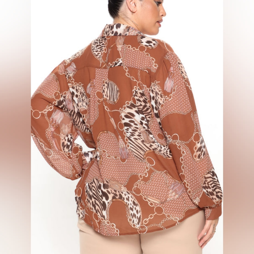 Fashion Nova Baroque Animal Print Blouse